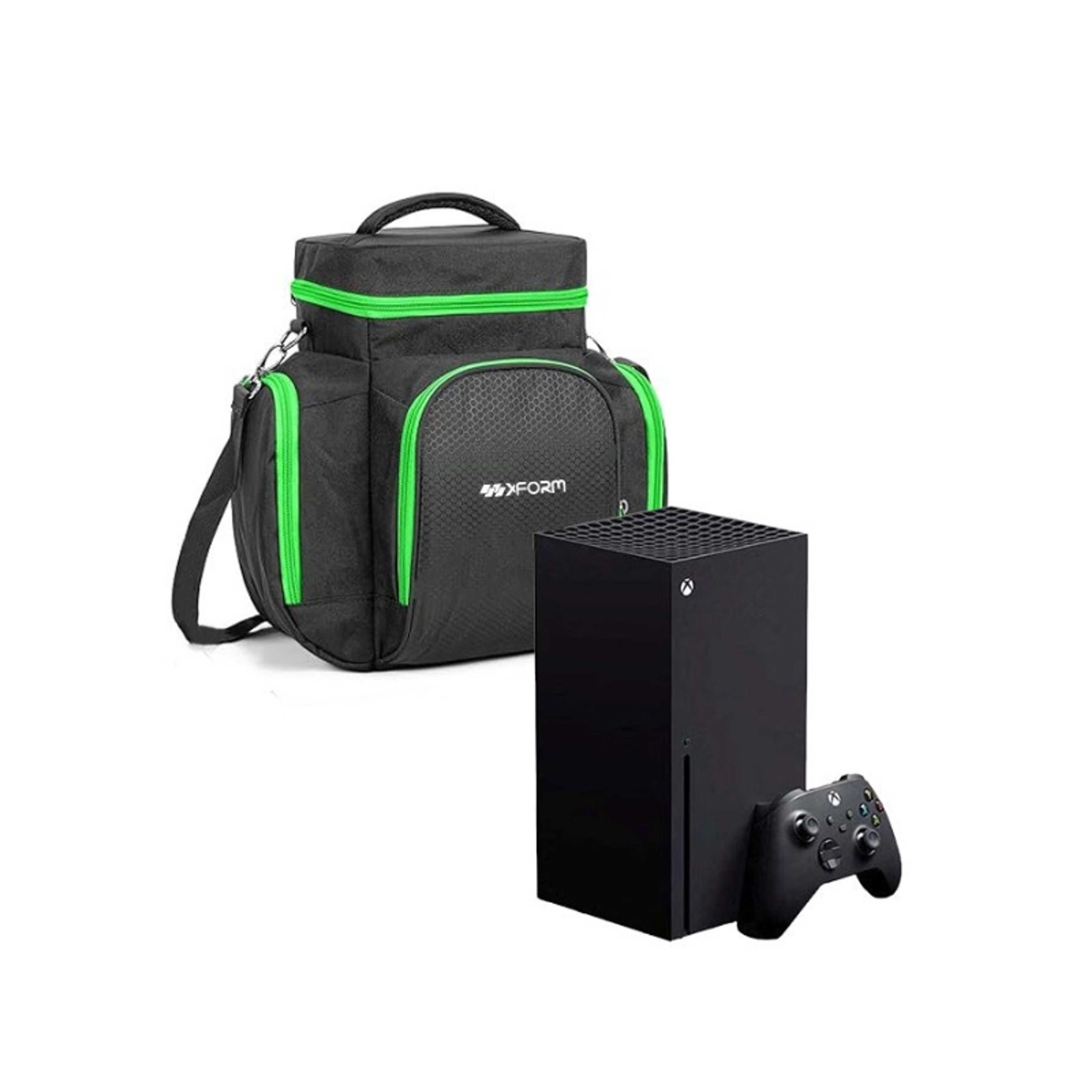 Carrying Case Compatible with Xbox Series X, Travel Bag with Multiple Storage Pockets for Xbox Controllers, Games, Cables, Portable Hard Disk and Other Accessories, Green - Product Main Image